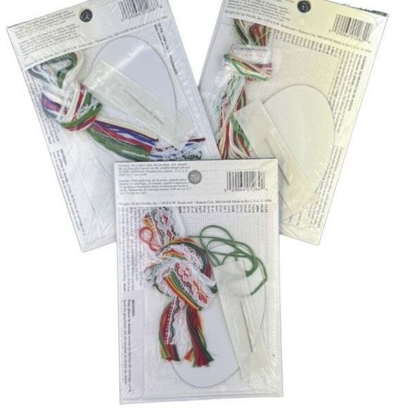 Vintage Lace Ornament Christmas cross stitch embroidery kit sealed set of 3 - Picture 5 of 5
